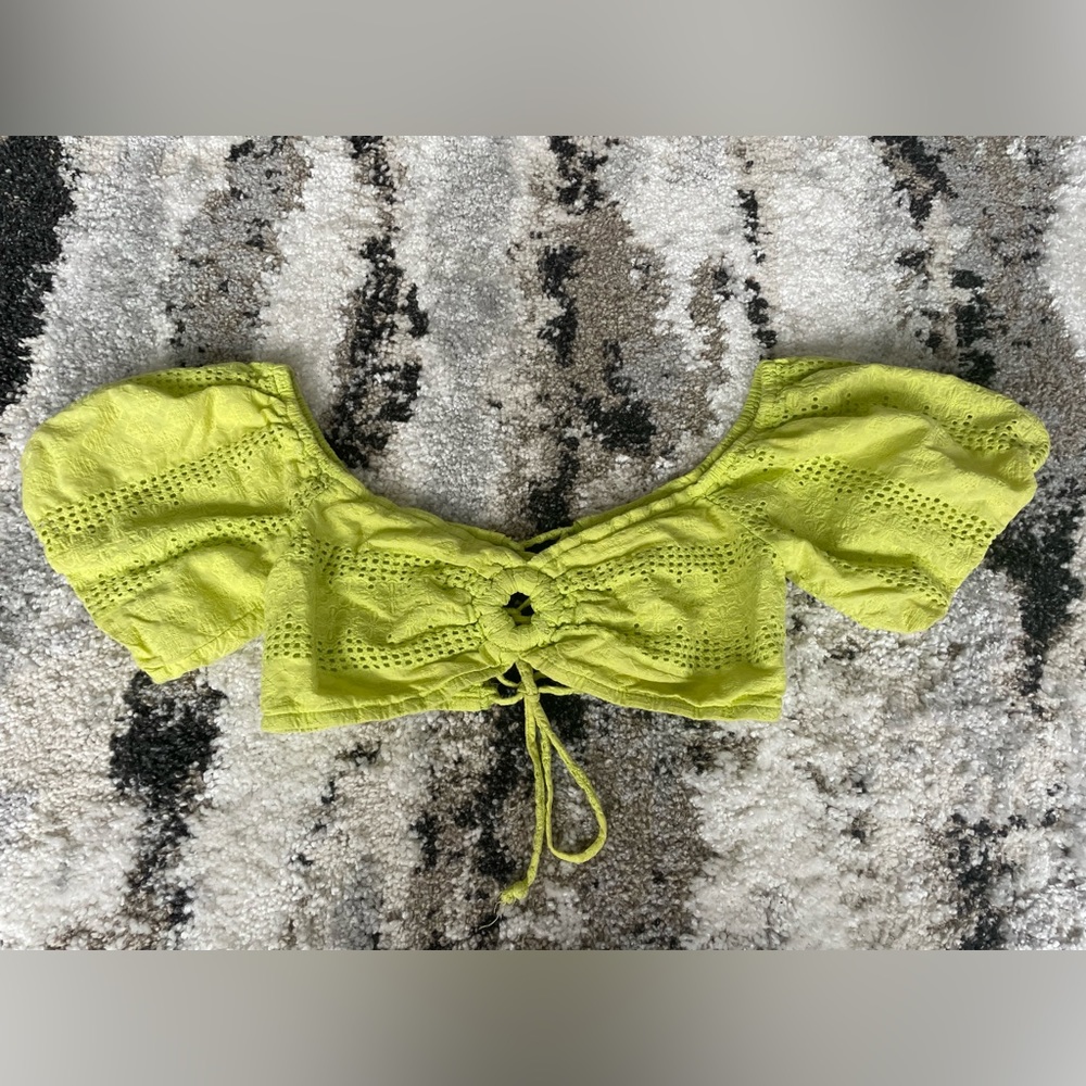 Bright Green Off The Shoulder Crop Top